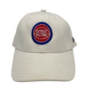 New Era Fits Detroit Pistons Cap / Hat Adjustable White Red One Size NBA